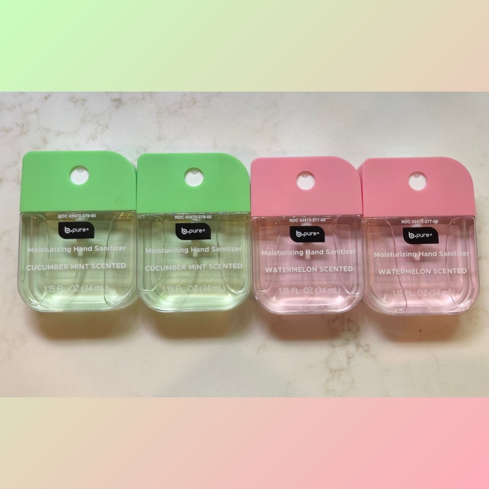 B Pure Hand Sanitizer Spray bundle of 4: 2 watermelon & 2 cucumber mint